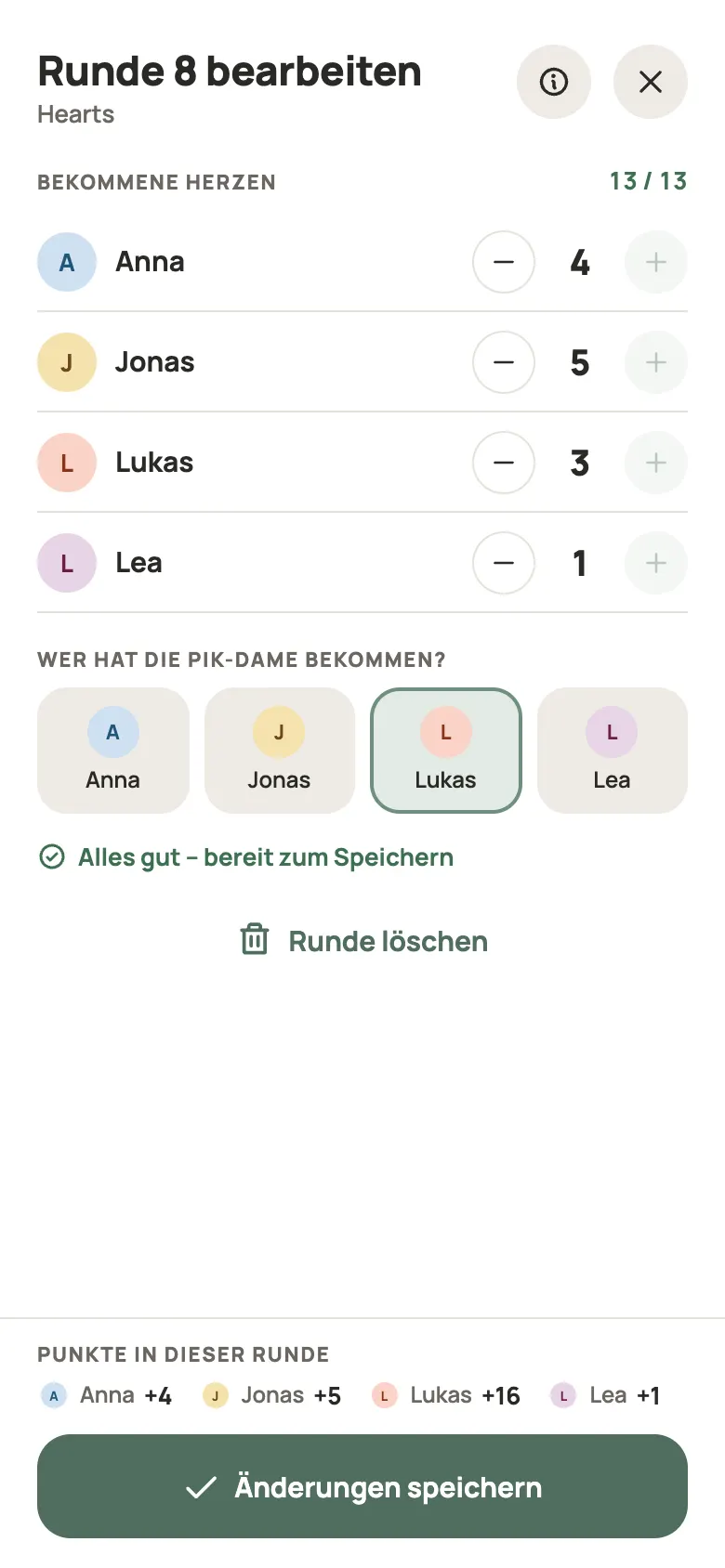 Eine Runde eintragen
