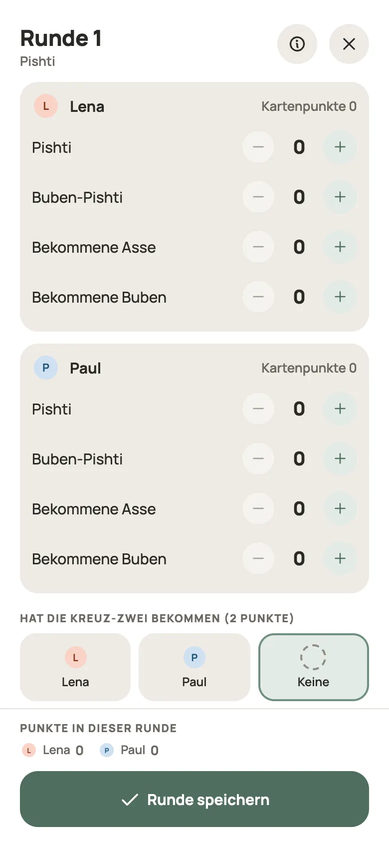 Eine Runde Pishti in Yazboz Guru eintragen