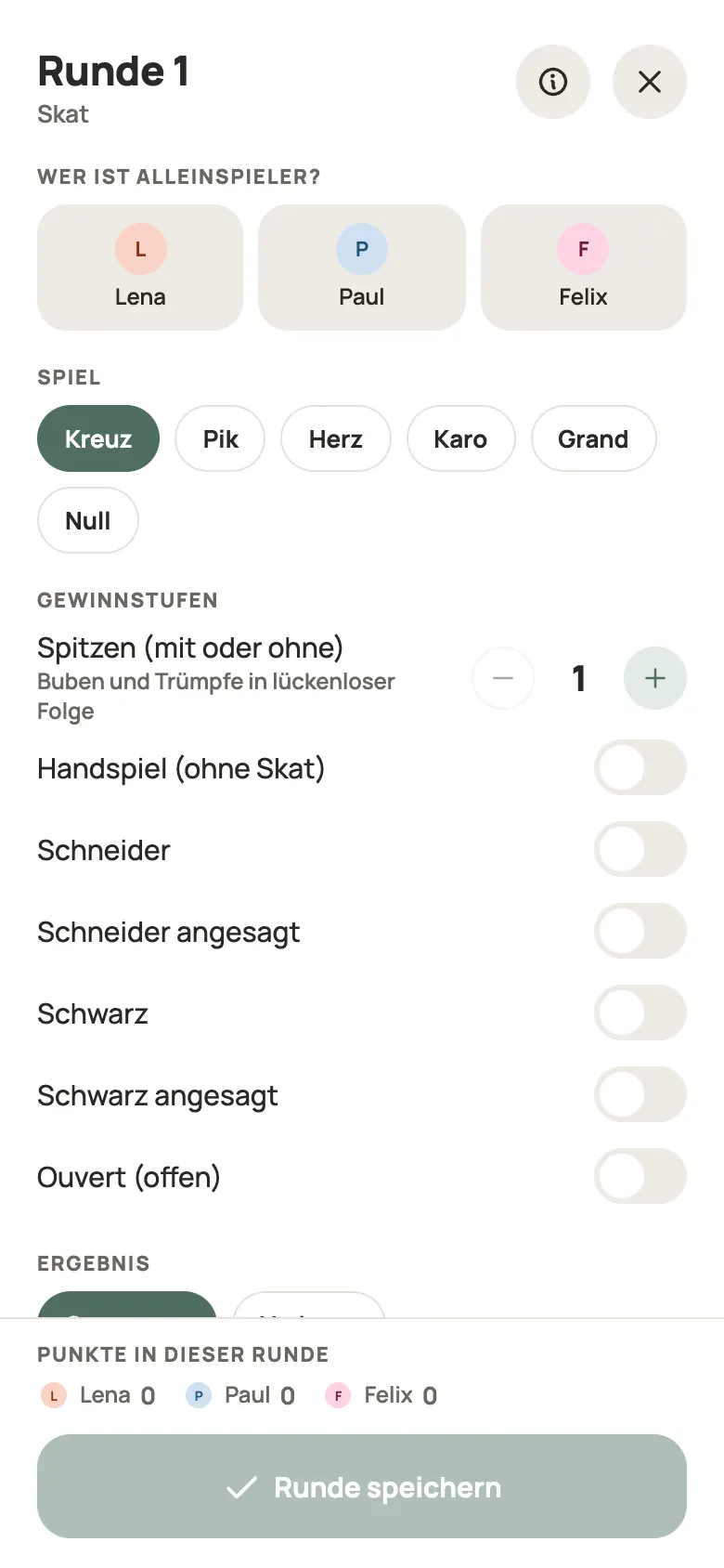 Eine Runde Skat in Yazboz Guru eintragen