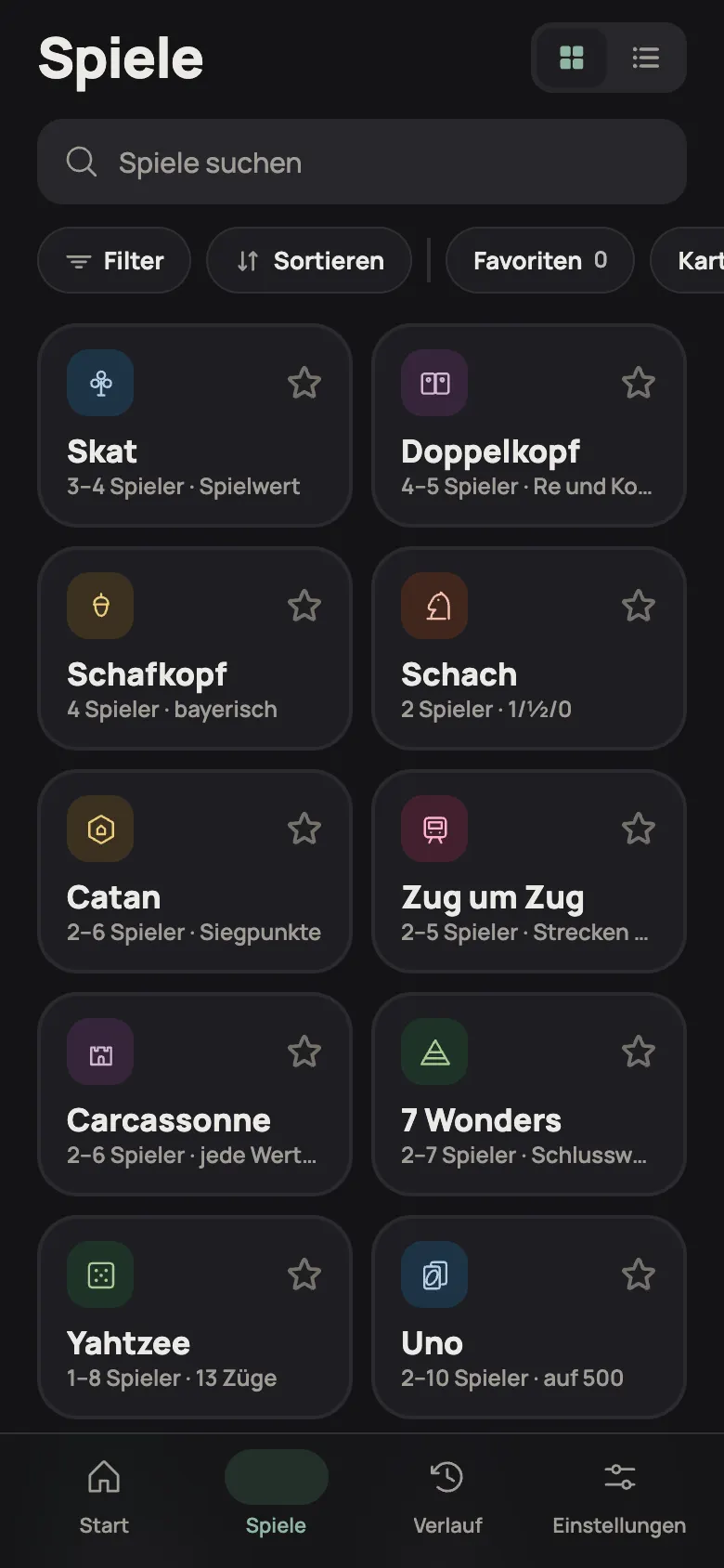 Die Spieleliste