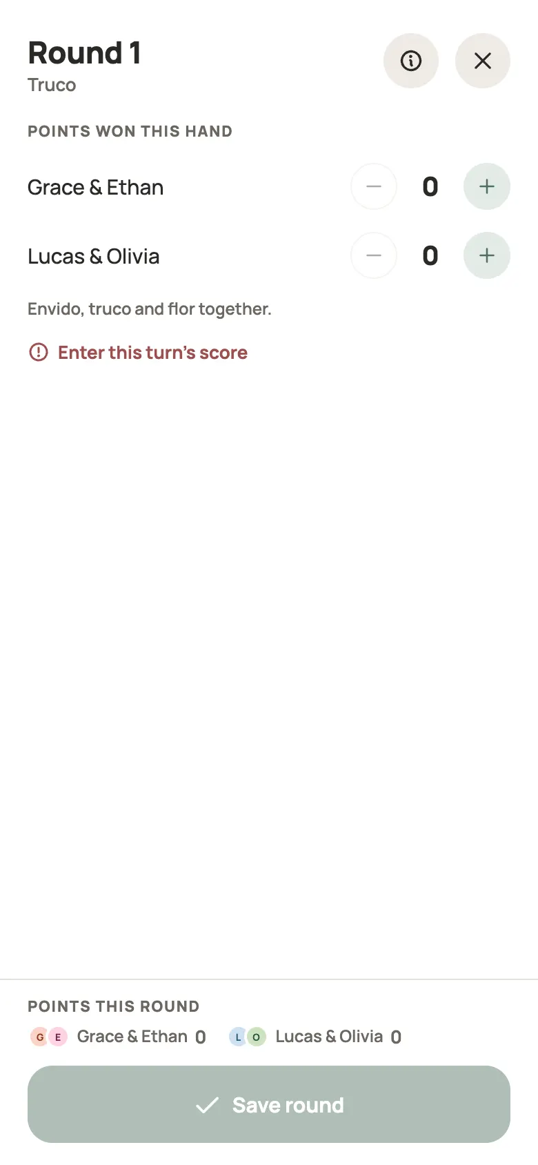 Entering a Truco round in Yazboz Guru