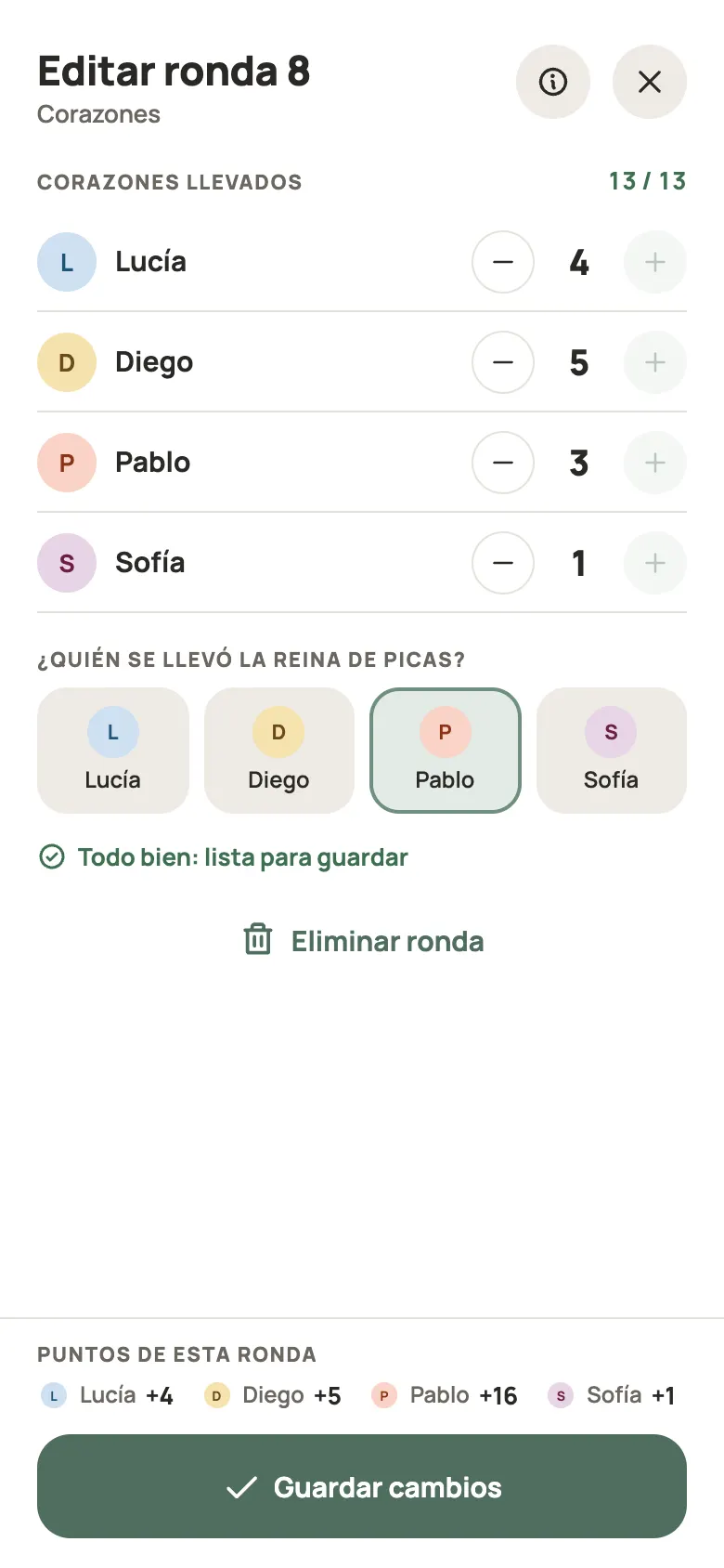 Anotar una ronda