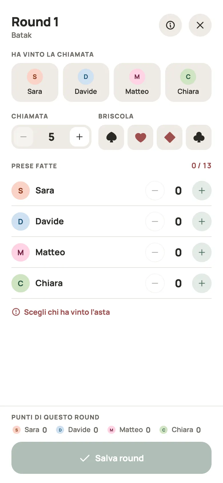 Inserimento di una mano di Batak in Yazboz Guru