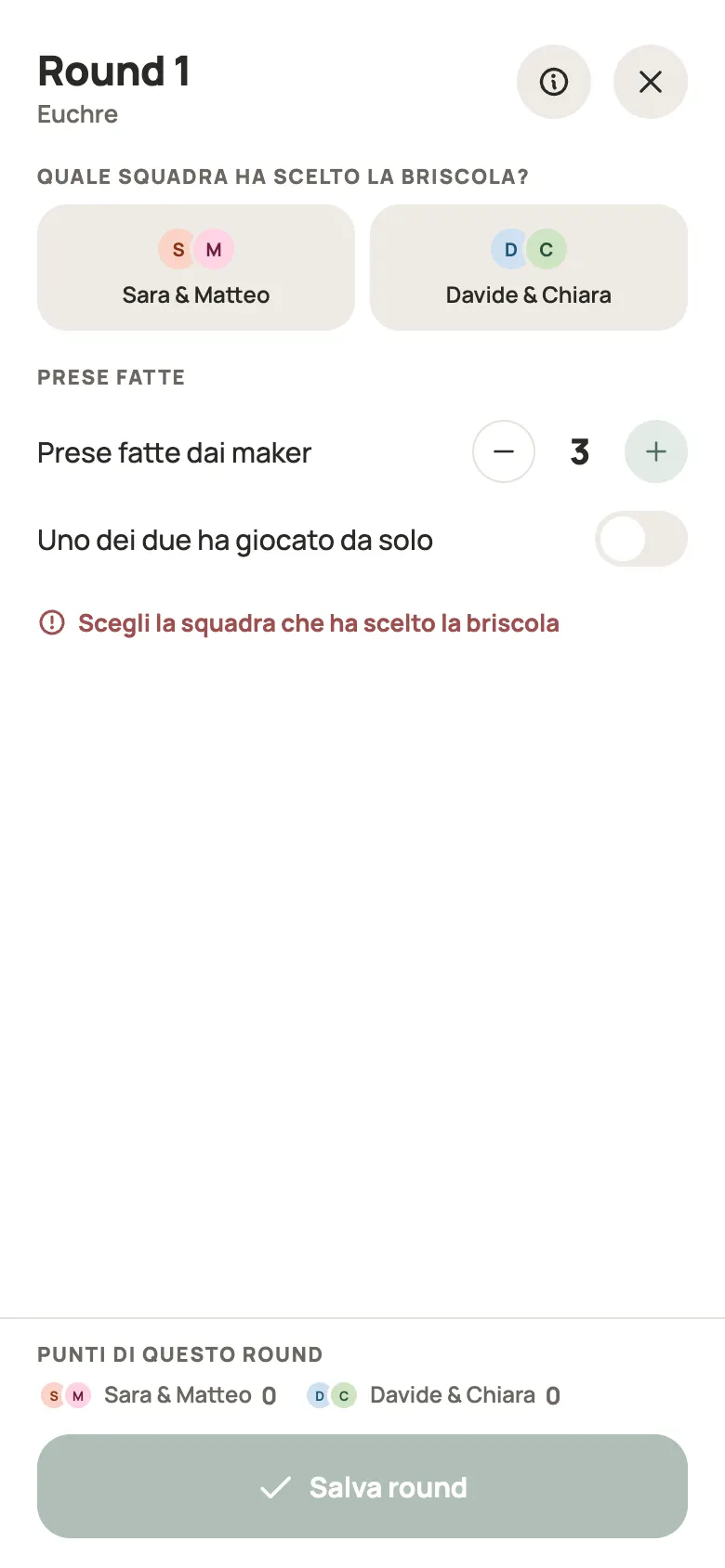 Inserimento di una mano di Euchre in Yazboz Guru