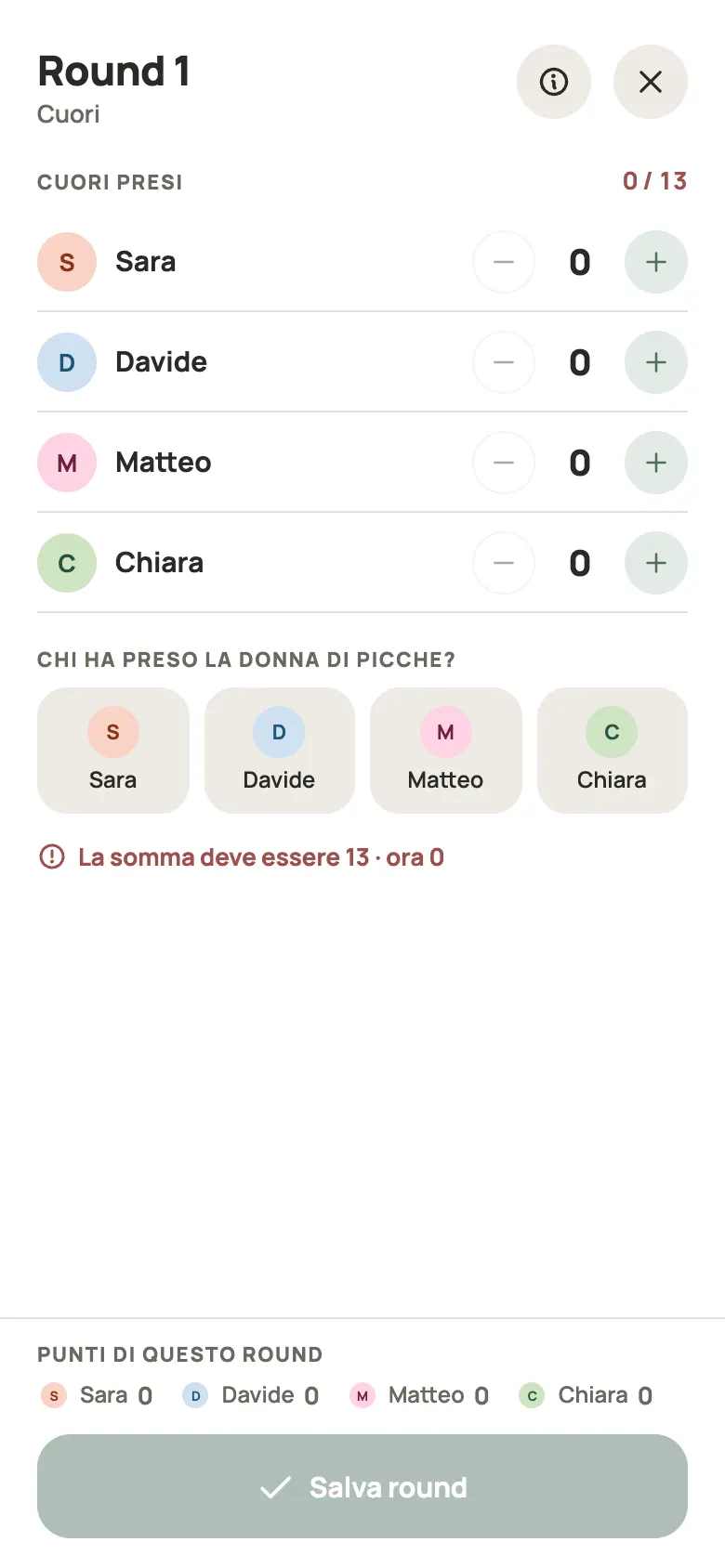 Inserimento di una mano di Cuori in Yazboz Guru