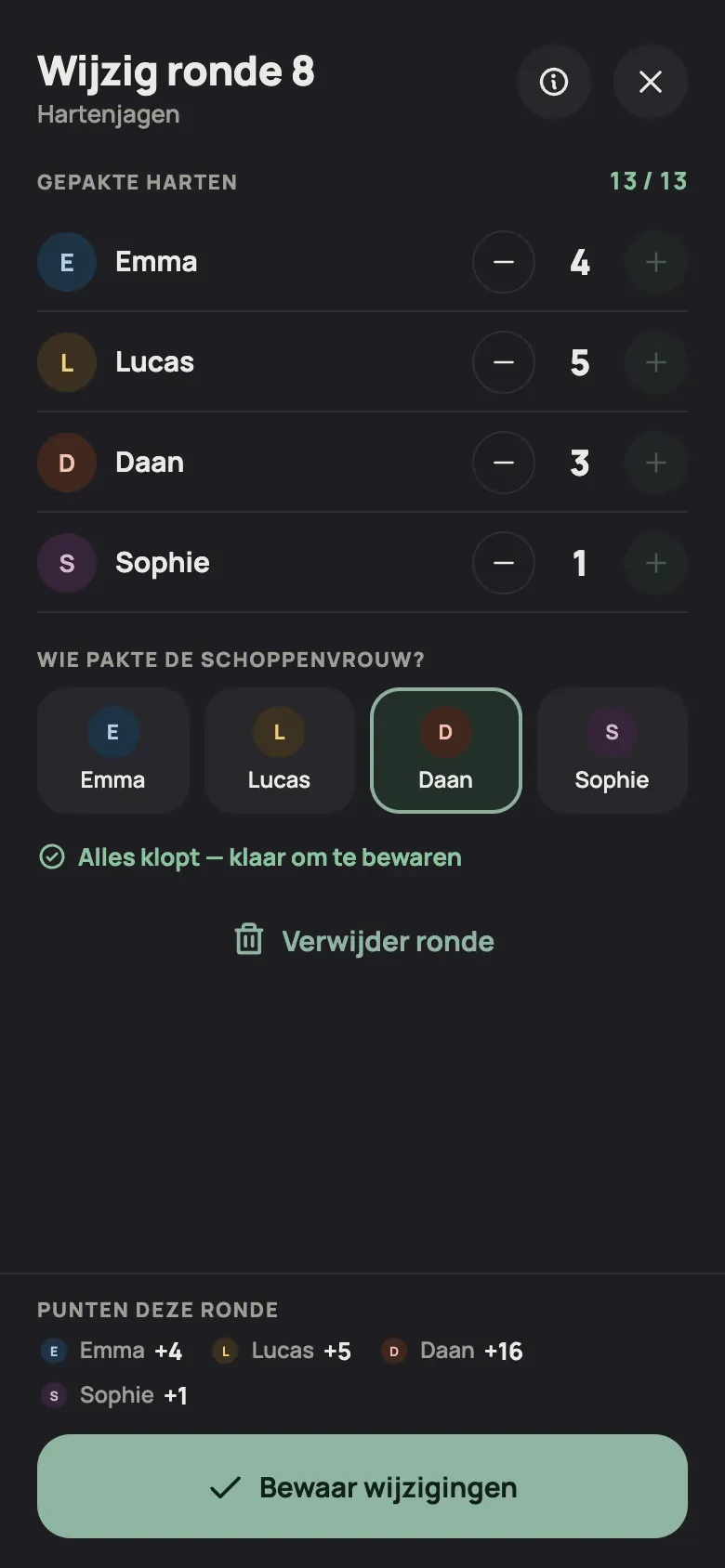 Een ronde invullen