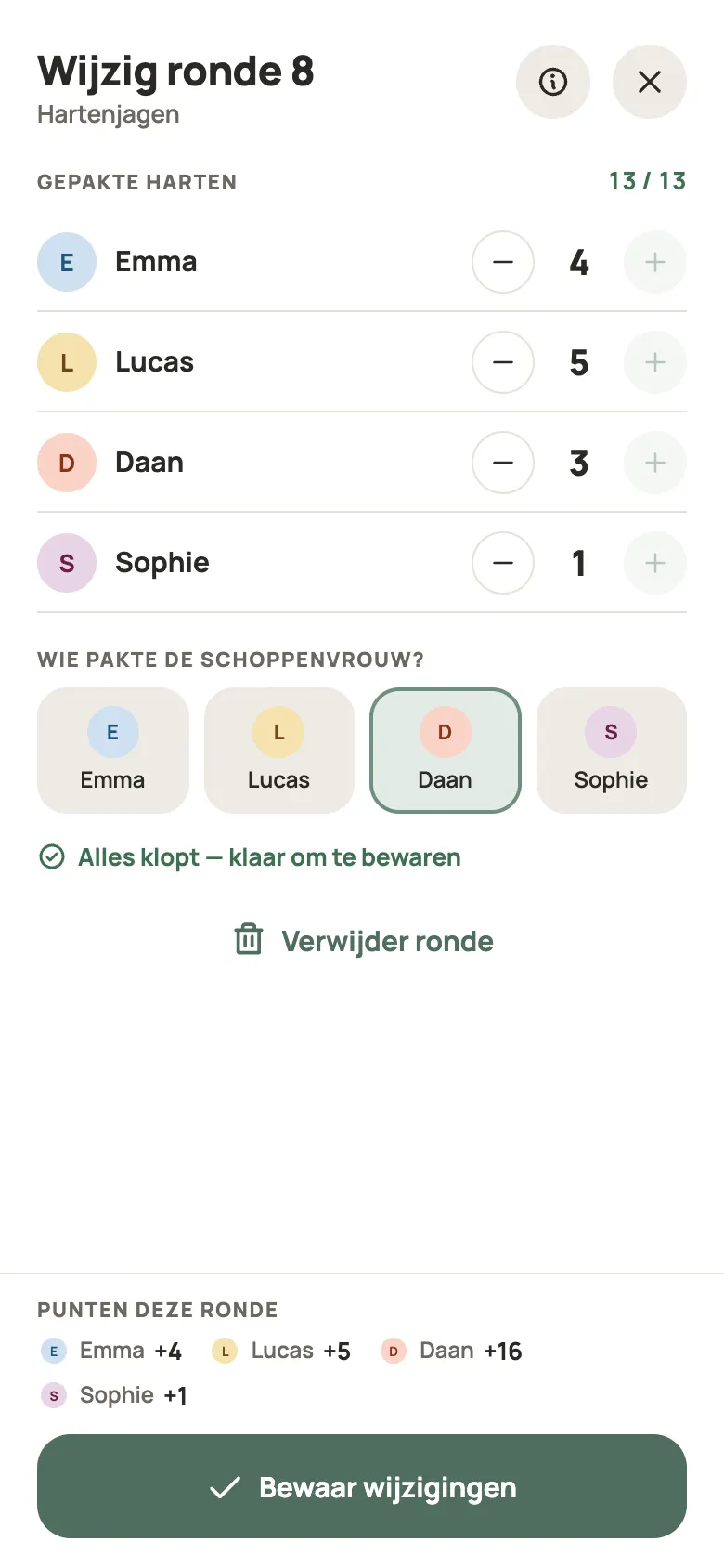 Een ronde invullen
