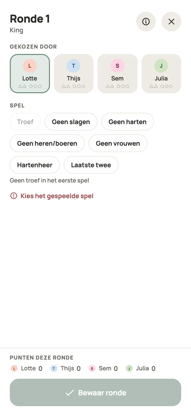 Een ronde King invullen in Yazboz Guru