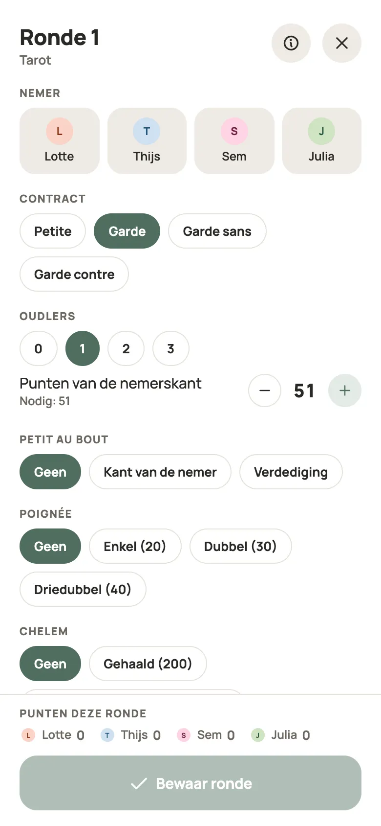 Een ronde Tarot invullen in Yazboz Guru