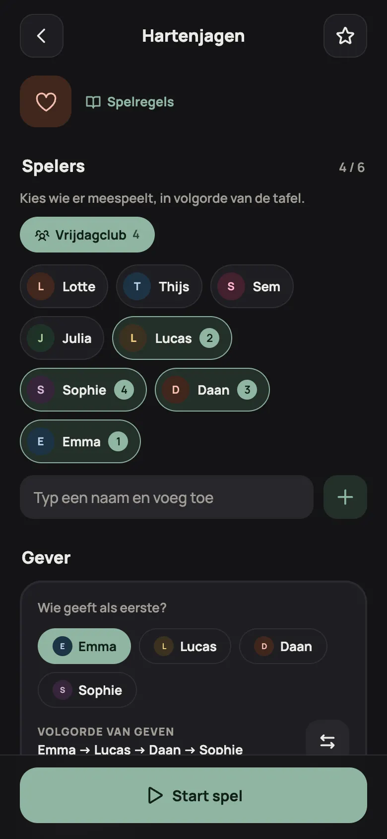 Een spel instellen