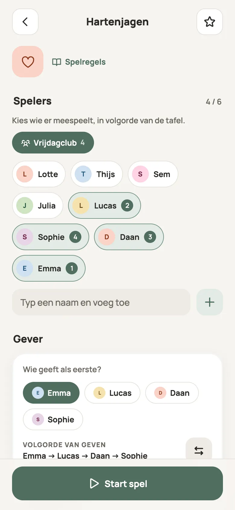 Een spel instellen