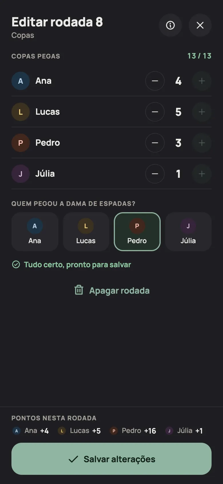 Marcando uma rodada