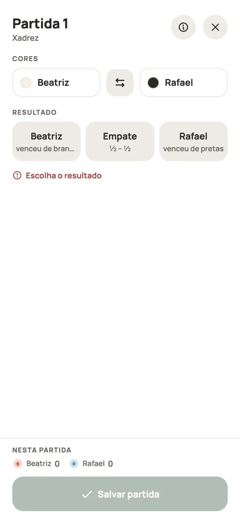 Anotando uma rodada de Xadrez no Yazboz Guru