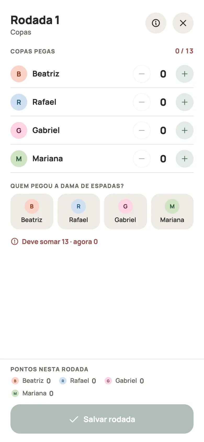 Anotando uma rodada de Copas no Yazboz Guru