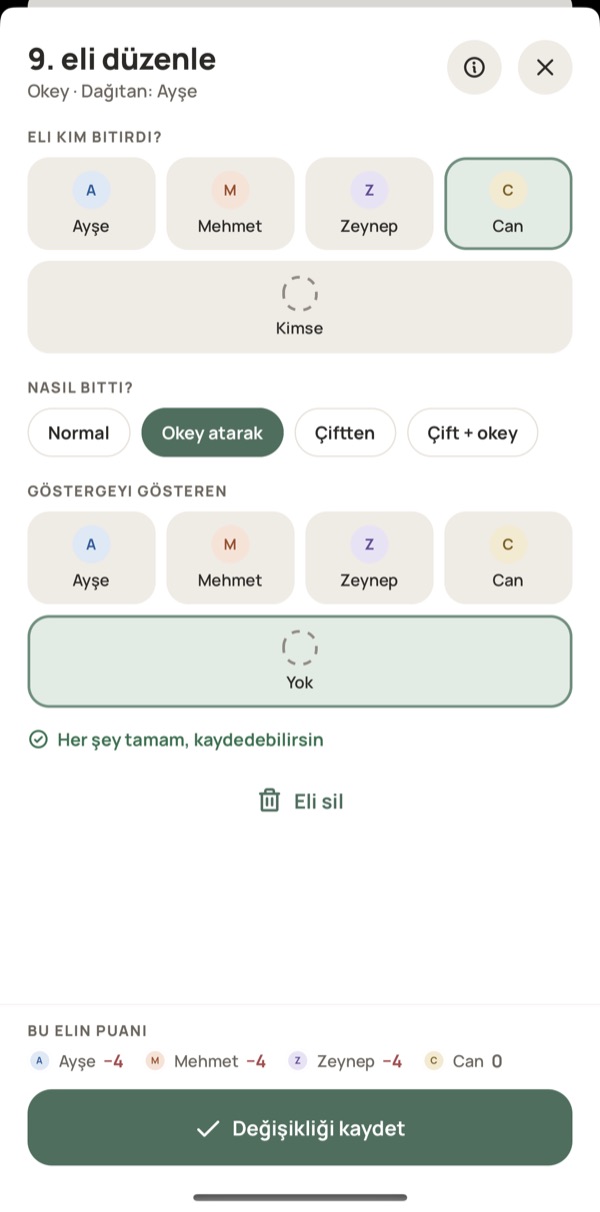 Yazboz Guru’da bir Okey elinin girişi