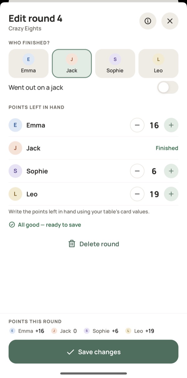 Entering a Crazy Eights round in Yazboz Guru